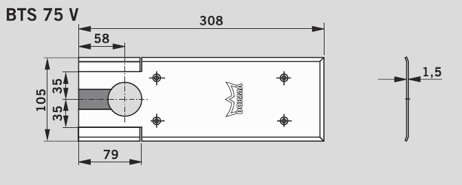 Универсальная крышка. Напольный доводчик DORMA BTS-75V